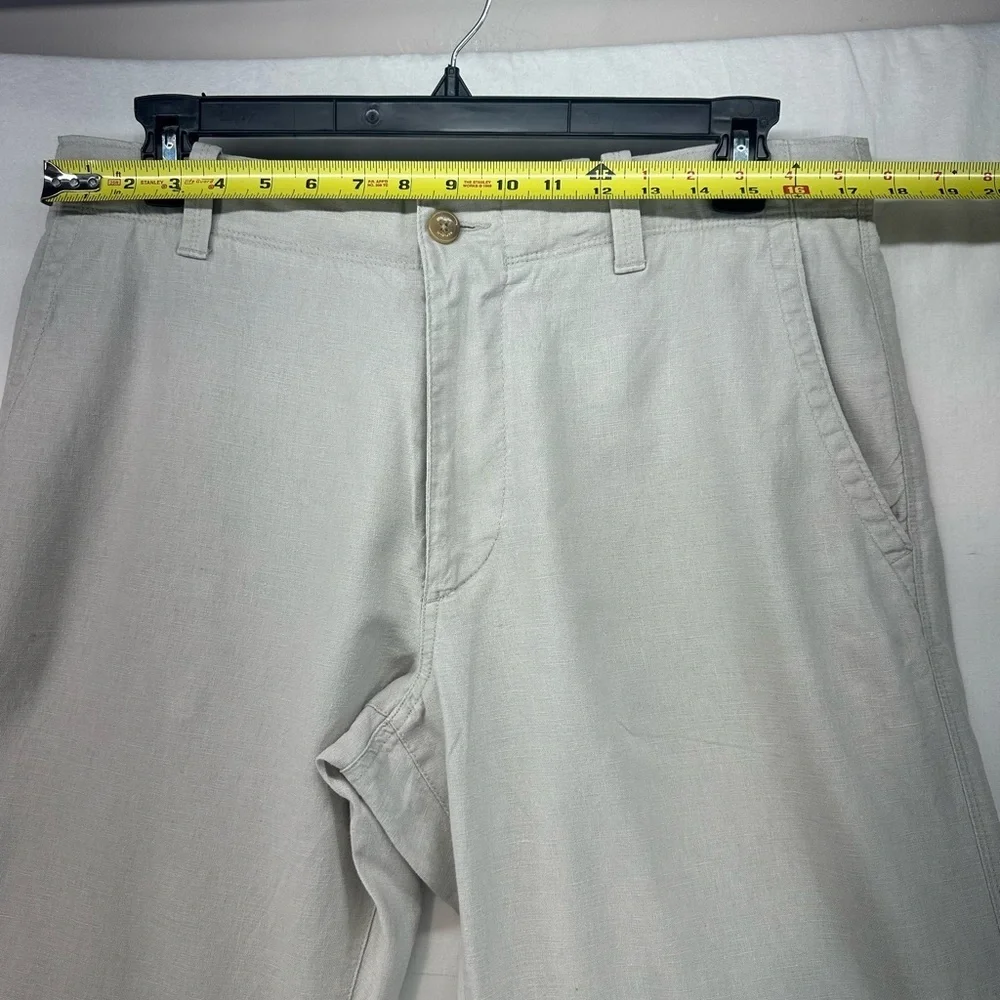 Banana Republic Pants Tan Linen Blend Zipper Drawstring Chino Mens 35x32 (35x31)